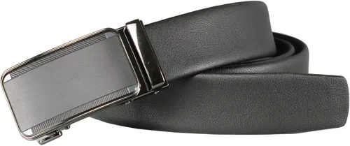 Vista 7 de Cinturón de vestir ajustable con trinquete para hombre, cuero negro, ribete para adaptarse