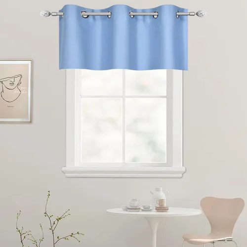 Vista 66 de DECOVSUN Cenefa de cortina opaca amarilla brillante para ventanas de cocina, cenefa opaca con ojales para dormitorio, cenefa corta y recta para sala