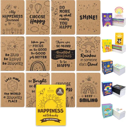 Vista 9 de Decorably Paquete de 24 mini cuadernos inspiradores para niños, 12 diseños de pizarra de 3.5 x 5 pulgadas, recuerdos de fiesta, encuadernados