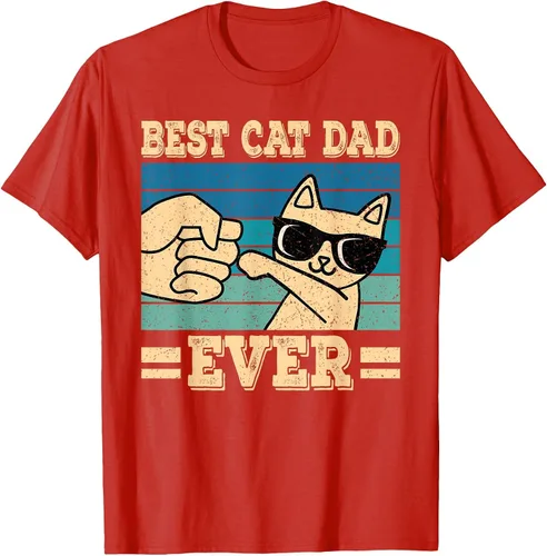 Vista 50 de Best Cat Dad Ever Vintage Funny Cat Lover Retro Men T-Shirt Asphalt Grey
