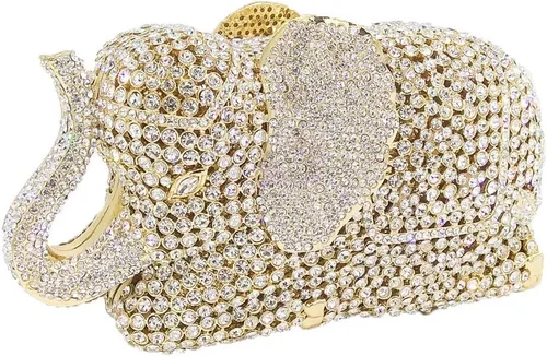 Vista 12 de Boutique De FGG Elefante de noche embragues bolsos de mano de metal cristal embrague Minaudiere boda carteras y bolsos nupciales