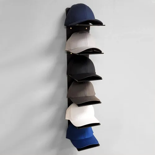 Vista 4 de OnDisplay Expositor de acrílico de lujo para gorras, organizador de gorra de béisbol montado en la pared, exhibición de pared con varios estantes