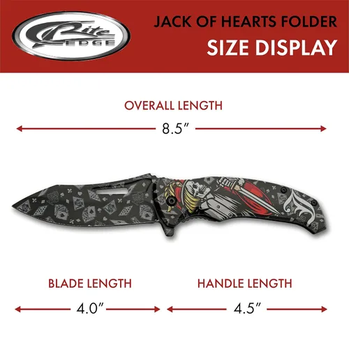 Vista 3 de 8.5 "Jack Of Hearts Skull Liner Lock EDC Cuchillo plegable con clip de bolsillo