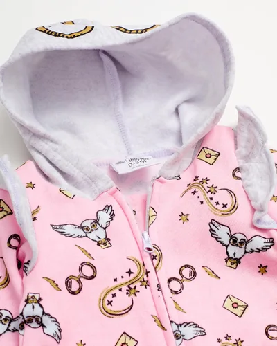 Vista 3 de Harry Potter Body con capucha para bebé niña, sudadera de forro polar con cremallera de una pieza