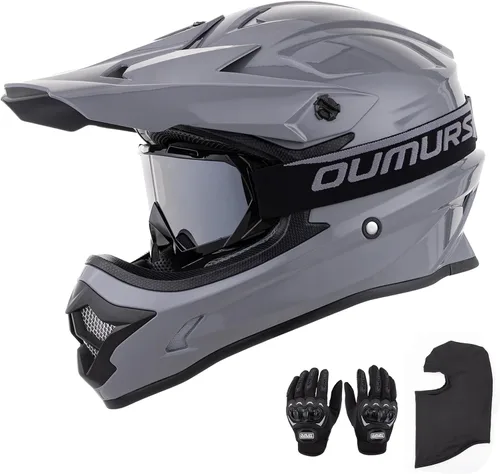 Vista 15 de OUMURS DOT Adult ATV Dirt Bike Helmet with Goggles Gloves & Mask Adjustable Sun Visor Motorcycle Adults Helmet Off-Road Motocross Downhill Moped MX