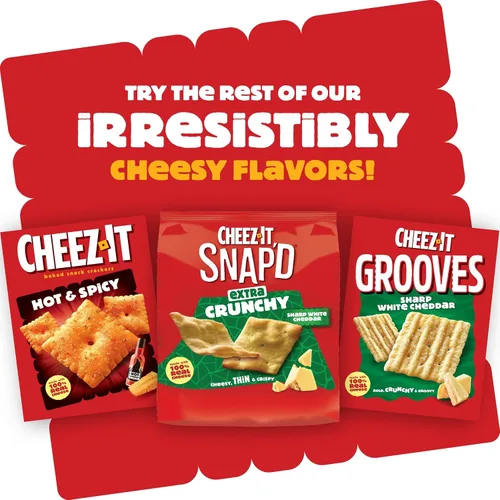 Vista 6 de Cheez-It Crunch Pasabocas horneados con sabor a queso, bocadillos para el almuerzo, cheddar blanco fuerte (paquete de 6 bolsas)