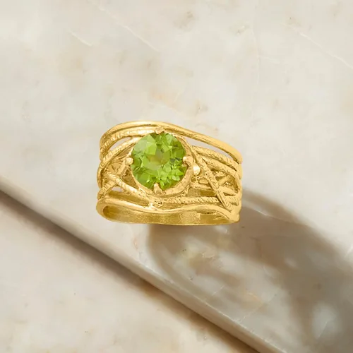 Vista 5 de Ross-Simons Gemstone Textured Openwork Ring in 18kt Gold Over Sterling