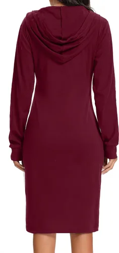 Vista 4 de Kimmery Vestido de manga larga para mujer, ligero, con bolsillo de canguro, sudadera con capucha para otoño