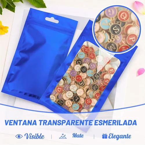 Vista 5 de ANZNKU 100 bolsas de Mylar azules, resellables a prueba de olores, bolsa