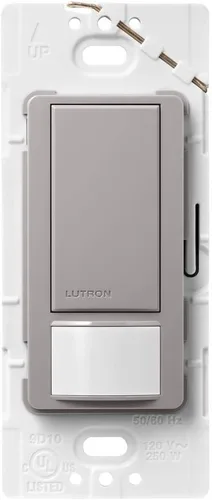 Vista 18 de Lutron Maestro Interruptor de luz con sensor de movimiento y placa de pared para baño, garaje, lavandería, cualquier bombilla, sensor de ocupación
