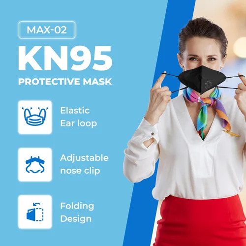 Vista 2 de Lyka Distribution KN95 Face Masks - 50 Pack - 5 Layer Protection Breathable KN95 Face Mask with Comfortable Elastic Ear Loop