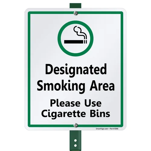 Vista 11 de SmartSign 10 x 14 pulgadas "Zona de Fumar Designada - Coloque los Cigarrillos Apagados en el Contenedor Proporcionado" Cartel de Metal, Aluminio