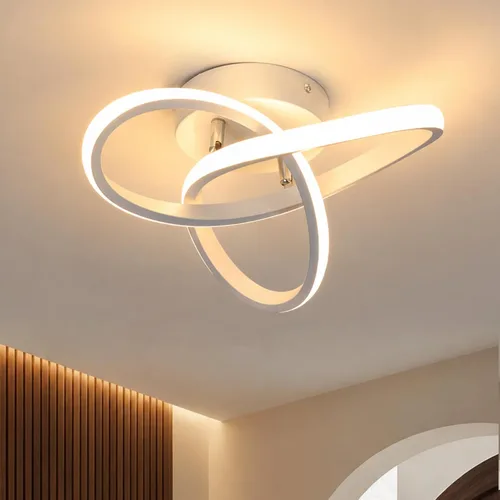 Vista 11 de CANEOE Moderna lámpara LED de techo, luz diurna blanca de 4500 K, lámpara de techo semiempotrada para dormitorio, baño, cocina, balcón, lavandería
