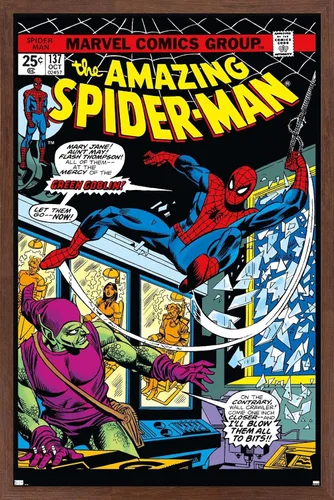 Vista 7 de Marvel Comics Spider-Man - Póster de pared Amazing Spider-Man #137, 22.4 pulgadas de largo x 14.7 pulgadas de ancho, versión enmarcada de madera