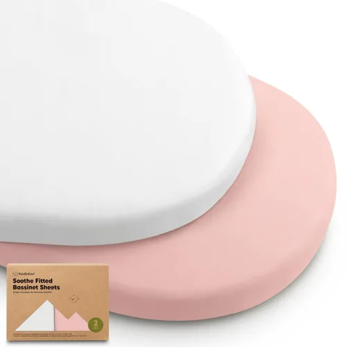 Vista 12 de Paquete de 2 sábanas orgánicas para cuna para niños, niñas, sábana bajera (lino azul) 100% Cotton Bassinet Mattress Sheets, Compatible with Halo