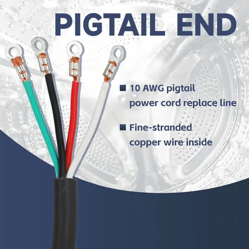 Vista 3 de EP Cable de secado de 4 puntas, 4 pies SRDT 10/4, cable de alimentación de extensión de electrodomésticos de 30 amperios, NEMA 14-30, negro