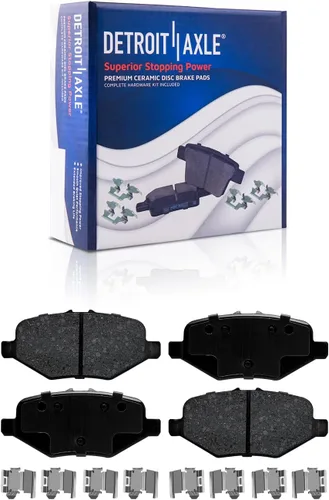 Vista 73 de Detroit Axle - Pastillas de freno para Ford F-150 99-03, 02 Lincoln Blackwood, Pastillas de freno de cerámica delanteras y traseras con repuesto