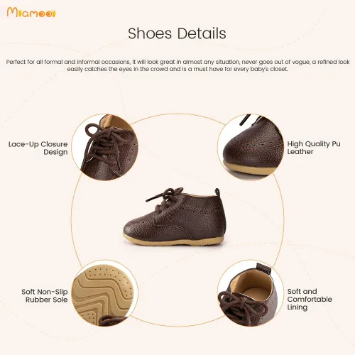 Vista 5 de Miamooi Mocasines clásicos de piel sintética para bebés y niñas zapatos de vestir de boda para niños pequeños Brogue formal plano perezoso Oxford