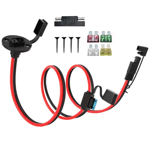 Vista 20 de ELFCULB Cable de Extensión de Enchufe SAE de Puerto de Pared Lateral de Alimentación 10AWG 2FT (0.6m) a Conectores SAE, con Fusible de 10A 15A 20A