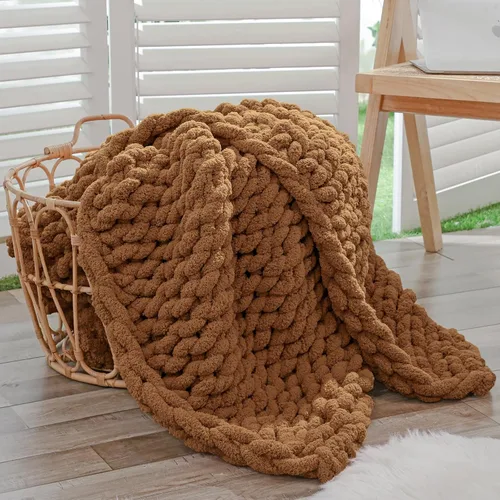 Vista 16 de Bigacogo - Cobija de punto grueso de 40 x 40 pulgadas, de felpilla, 100% tejida a mano, cobija pequeña de punto trenzado suave y grueso, con nudo
