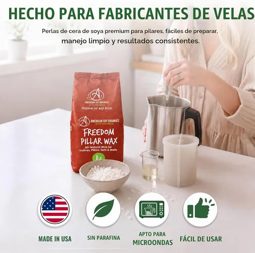 Vista 6 de American Soy Organics Freedom Pillar - Cuentas de cera de soja, cera