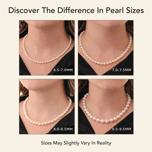 Vista 3 de The Pearl Source Real Pearl Necklace for Women with AAA+ Quality Round White Freshwater Genuine Cultured Pearls