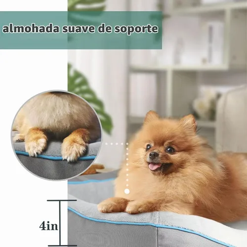 Vista 3 de Cama ortopédica para perros pequeños, sofá impermeable para perros pequeños, sofá de espuma de apoyo para mascotas con funda extraíble, parte