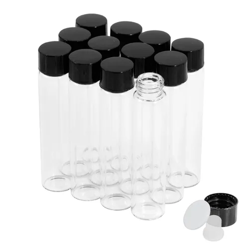 Vista 20 de 25 frascos pequeños de vidrio transparente de 1 fl oz con tapas de rosca
