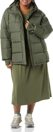 Vista 6 de Tienda Essentials - Abrigo abombado y pesado de manga larga con capucha para mujer (disponible en talla extragrande)