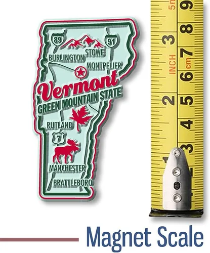 Vista 2 de Imán Vermont Premium State de Classic Magnets, 1.8 x 3.1 pulgadas, recuerdos coleccionables de goma 3D estilo vintage y regalos fabricados