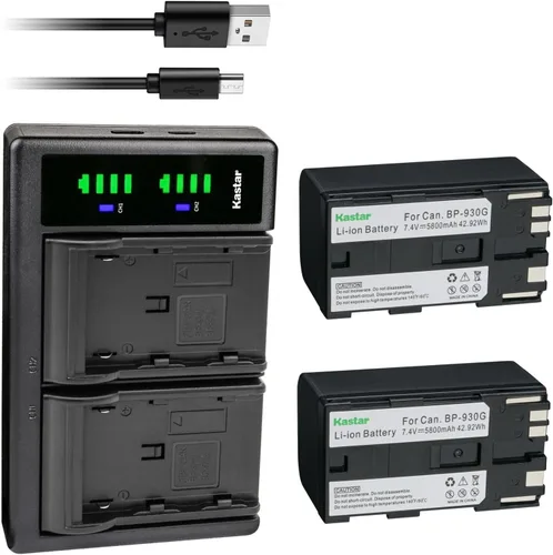 Vista 5 de Kastar BP-930G LTD2 Cargador de batería USB compatible con Canon XH-A1 XH-A1 HDV XH-A1S HD XH-A1SE HDV XM1 XM2 XV1 XV2 C2 FV1 DM-MV1 DM-MV10 DM-MV20