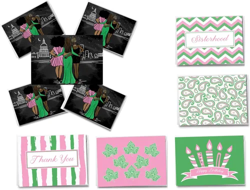Vista 10 de Tarjetas de notas rosas y verdes Inspiradas en la hermandad Tarjeta de agradecimiento, cumpleaños y hermandad