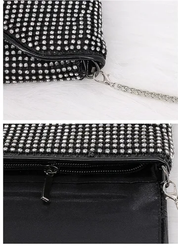 Vista 6 de Naimo Bolso cruzado con diamantes de imitación de cristal brillante, bolso de mano de noche de diamante, bolso para teléfono celular para fiesta
