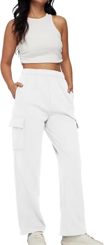 Vista 5 de AUTOMET Womens Cargo Sweatpants Casual Baggy Fleece High Waisted Joggers Pants