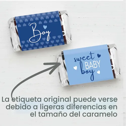 Vista 4 de Blue It's a Boy Baby Shower Mini envoltorios de barra de caramelo, 42