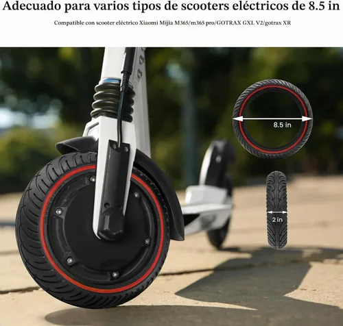 Vista 3 de Neumático de scooter de 8.5 pulgadas, neumático de scooter 50/75-6.1 de repuesto sólido de panal compatible con Xiaomi Pro 2 1S M365 Pro Mi 3 y 1