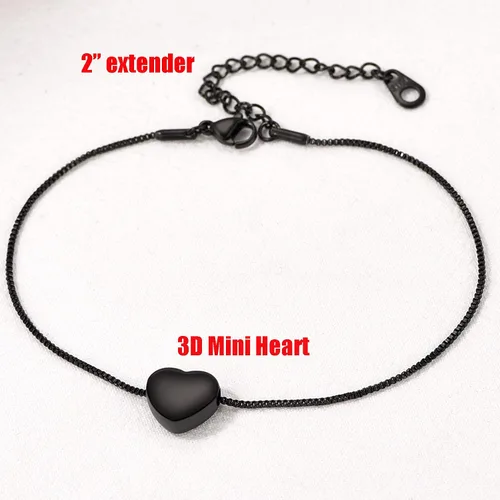 Vista 3 de U7 Tobilleras de corazón para mujer, de acero inoxidable, pulsera de tobillo con forma de corazón, impermeable, joyería de playa de verano
