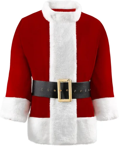 Vista 2 de Disfraz de Papá Noel de franela de lujo para adultos, traje completo de Navidad, Halloween, disfraz de Papá Noel para hombres, vino