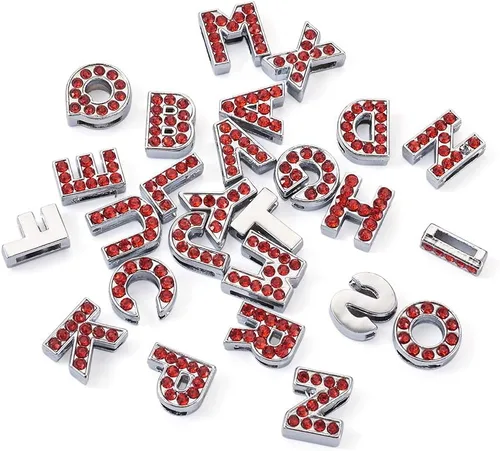 Vista 3 de KISSITTY 52 unids/caja de aleación de diamantes de imitación del alfabeto colgantes de cristal de la letra A-Z metal luz Siam suelta cuentas