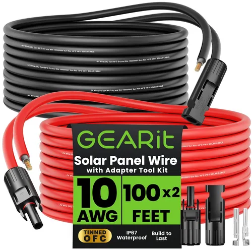 Vista 9 de GEARit - Cable de extensión de panel solar MC4 a MC4 de 10 AWG de 50 pies cada uno (100 pies en total), cable fotovoltaico de cobre estañado, par
