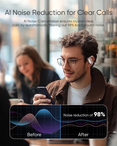 Vista 4 de Auriculares de oreja abierta, 0.28 onzas, ligeros, de próxima generación, Bluetooth 5.4, conducción de aire, auriculares inalámbricos con graves