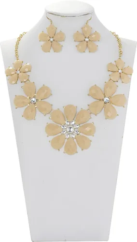 Vista 6 de Firstmeet Collar llamativo de flores brillantes con pendientes