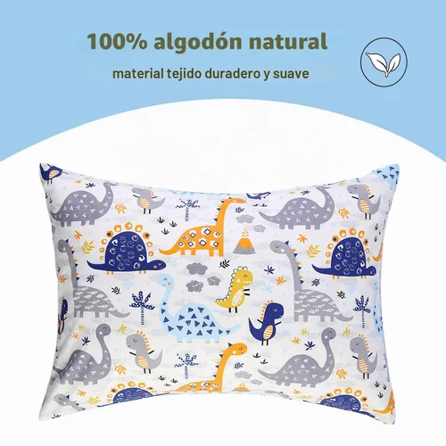 Vista 5 de Paquete de 2 fundas de almohada para niños pequeños, 100% algodón de 14 x 19 pulgadas, se adapta a almohadas de ropa de cama de niños pequeños de 14