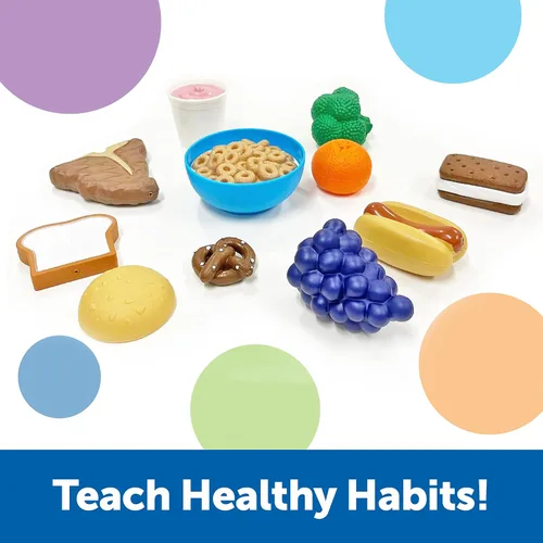 Vista 3 de Juego completo de alimentos de juguete para ampliar vocabulario Learning Resources New Sprouts., Variados
