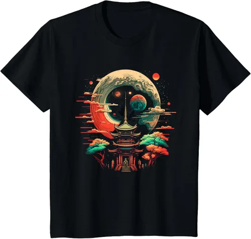 Vista 4 de Camiseta japonesa de Japón retro inspirada en Tokio, Negro