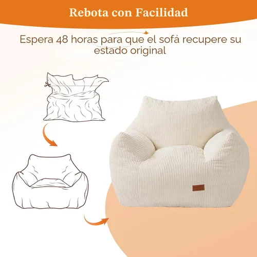 Vista 6 de Puf grande para adultos, ultra suave, para sala de estar Beige