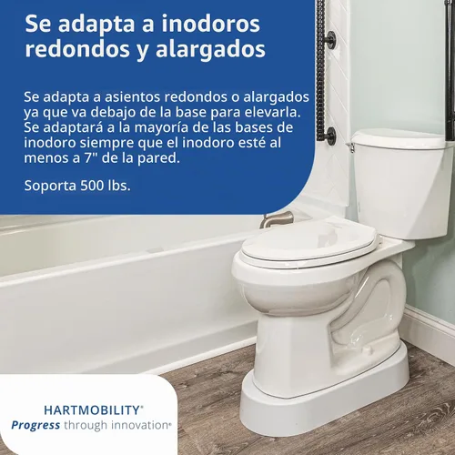 Vista 4 de Base elevadora de inodoro de 500 libras de capacidad, 3.5 pulgadas de alto, placa base de inodoro, asiento de inodoro elevado, elevadores de asiento