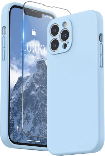 Vista 25 de SURPHY Funda compatible con iPhone 13 Pro Max con protector de pantalla, (protección de cámara + forro de microfibra suave), funda de silicona Negro