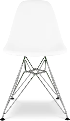 Vista 3 de Torre de 17" de plástico y acero cromado sillas de comedor en blanco (juego de 2)