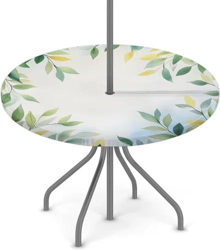 Vista 34 de Mantel redondo para exteriores con agujero para paraguas, mantel de temporada con margaritas para exteriores, con cremallera, impermeable, mantel